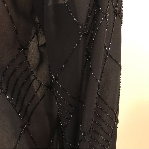 RM Richards Sheer Black Beaded Open Front Jacket NEW Size 18 2X Elegant Glamour - Picture 12 of 13
